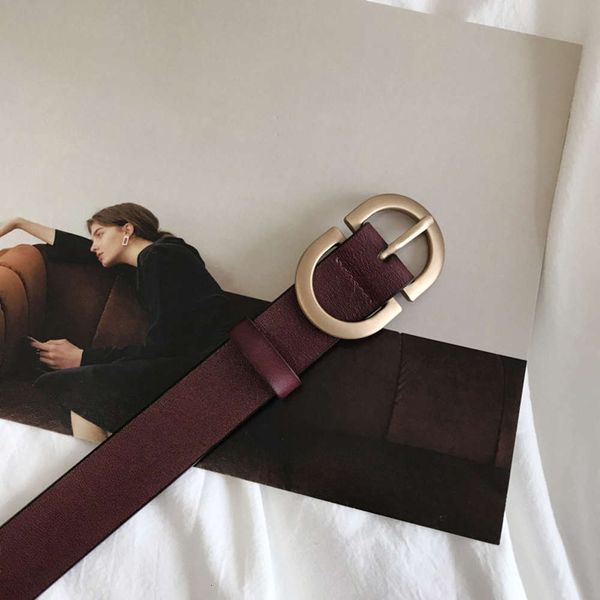 

south korea new texture versatile casual women's two-layer leather thin belt, Black;green