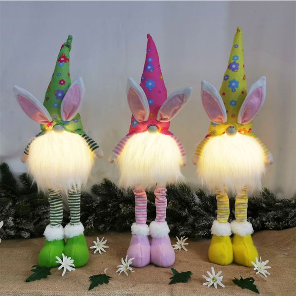 

faceless easter bunny with warm lights 2021 creative happy easter rabbit doll with leg kids toys light bunny doll kimter-c227fz
