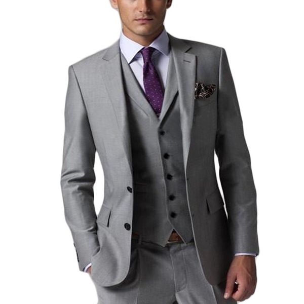 

groom tuxedos men suits business casual men's suit gray slim wear groomsman wedding dress custom made (jacket+pants+tie+vest), Black;gray