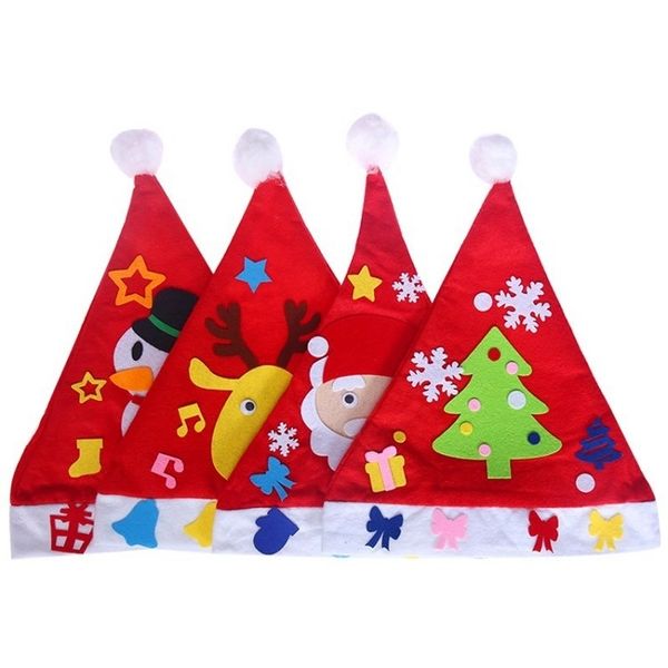 

diy christmas hat children's material bag children's santa cap cute cartoon santa claus snowman elk christmas hat t2i51613