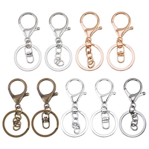 

10pcs lobster clasps hooks key chains car key rings round split key chain diy bag pendant chain jewelry making supp qylwol