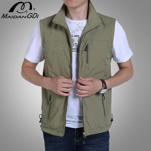 

men's jackets summer new sleeveless vests male's solid color quick dry breathable outdoor mountaineering fishing clothing 201114, Black;white
