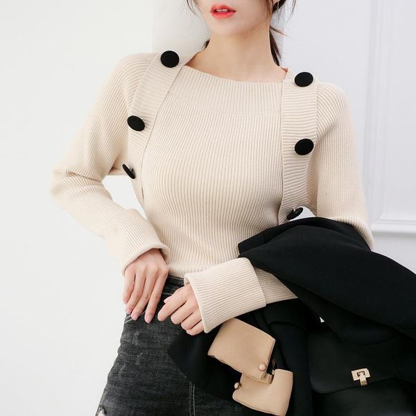 

2021 womens new sweater womens shirt korean version of long sleeved sweater bottoming pullover solid sweater women drop shipping, White;black
