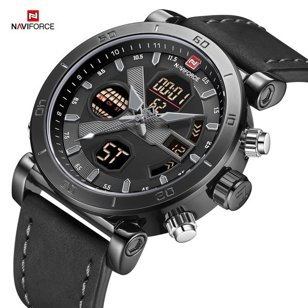 

new naviforce brand men analog quartz wristwatch waterproof male clock date relojes para hombre dual display watch