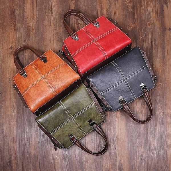 

new european and american retro leather handbags embossed messenger bag patterned cowhide one-shoulder portable lady bag