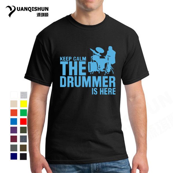 

summer new a drummer and drums tees short sleeve casual keep calm the drummer is here printing hooded sweatshirt hoodie men t shirt