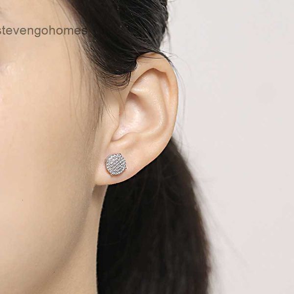 

fashion full diamond set zircon round women's 925 sterling silver earrings, Golden
