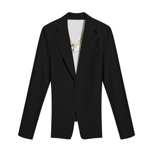 

2021 new cool girl fall clothes deep v with no back black blazer long sleeve thin coat woman streetwear jacket z7uw, White;black