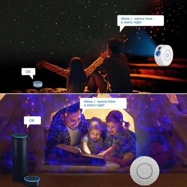 FreeShipping Smart Star Projector Wi-Fi Лазерный светильник Skyry Sky Размахивая ночной свет LED красочный приложение Беспроводное управление Alexa Com