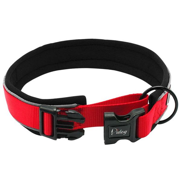 

adjustable comfort thick padded nylon dog collar reflective for small medium large breeds blue red black wmtlka