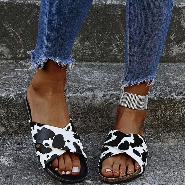 

women fashion summer casual slippers ladies pu leather soft bottom indoor flat shoes women's cross tied shoe female footwear #tw1t, Black