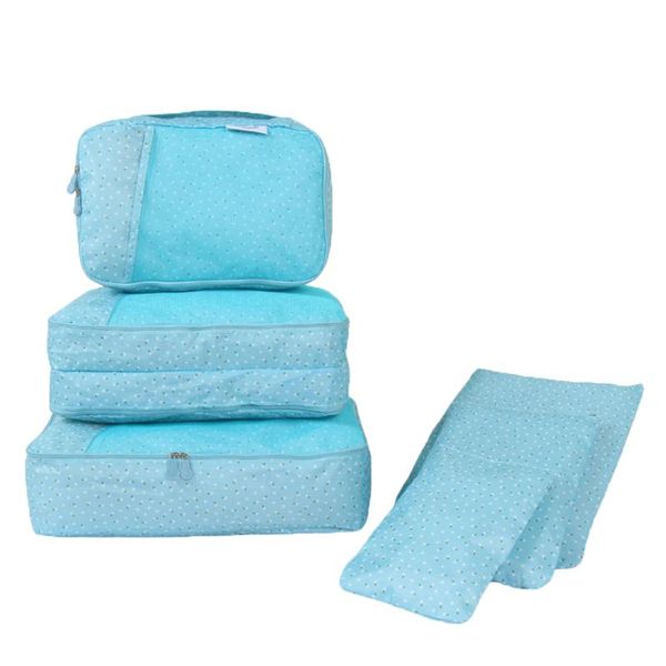 

6pcs/set lightweight print oxford waterproof scratch resistance storage bag zipper travel clothes organizer portable