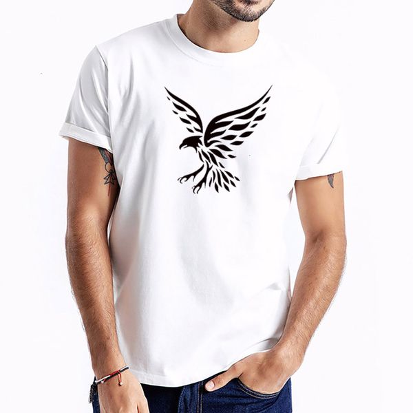 

eagle printed t shirt short sleeve round neck tee casual fashion men's, White;black
