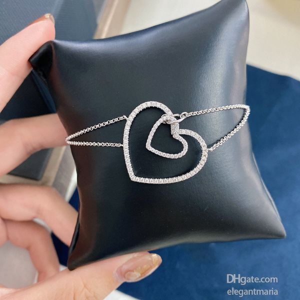 

bangle bracelet love double heart designer watches women men couple fashion designer watche wedding party thanksgiving day valentine jewelry, Black