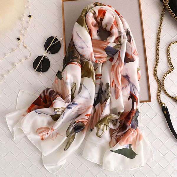 

шелковый шарф женщин роскошная цветочные шаль echarpe foulard femme шелковый бандана обертывания дамы мягкая пашмины паре bufanda mujer y201, Blue;gray