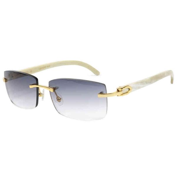 

80% off wholesale new men's and women's trend sunglasses black gradient lens frameless horn can be equipped with myopia glasses, White;black