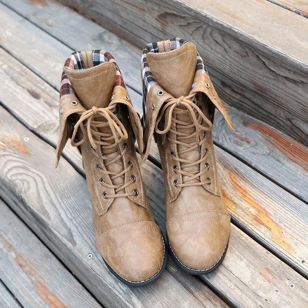 

jx584 spring autumn women lace up high boots bandage martin boots shoes ladies flat motorcycle shoes plus size 35-43, Black