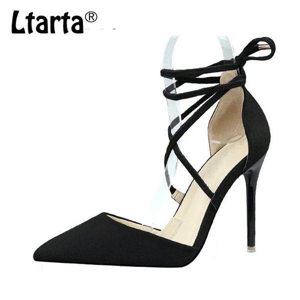 

ltarta women pumps cashmere pointed cross-strap bow tie high heels night club thin with shoes . heels women zwm-200-7 t200731, Black