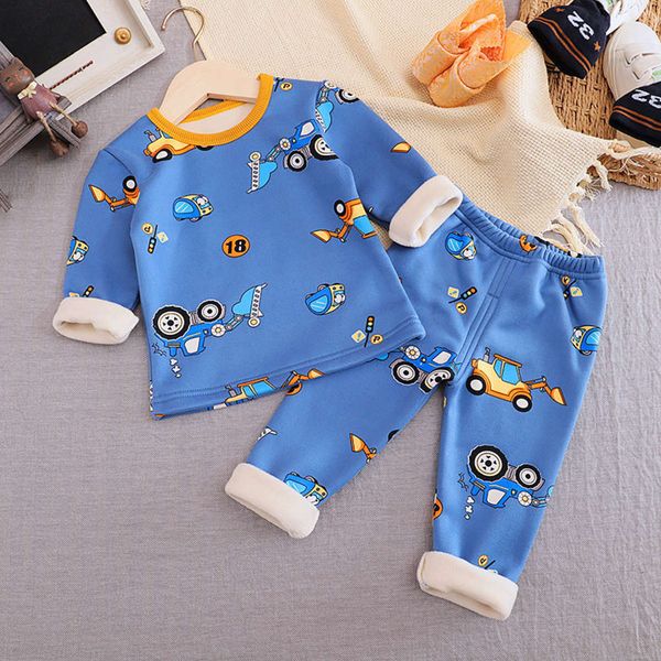 

thickened children's warm underwear suit plush boy / girl's cloth autumn trousers & amp; baby's all in one cashmere, Blue;red