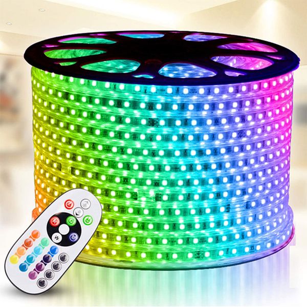 

led rgb rope light, ac 110-120v flexible strip, multi color changing smd 5050 leds, etl listed, dimmable, waterproof, indoor & outdoor light
