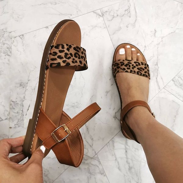 

new 2021 women flat sandals buckle strap gladiatro summer woman sandal comfort leather female shoes solid flats footwear #wg7q, Black
