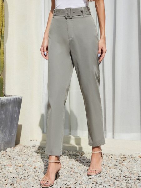 

high-rise belted tailored pants o8rg#, Black;white
