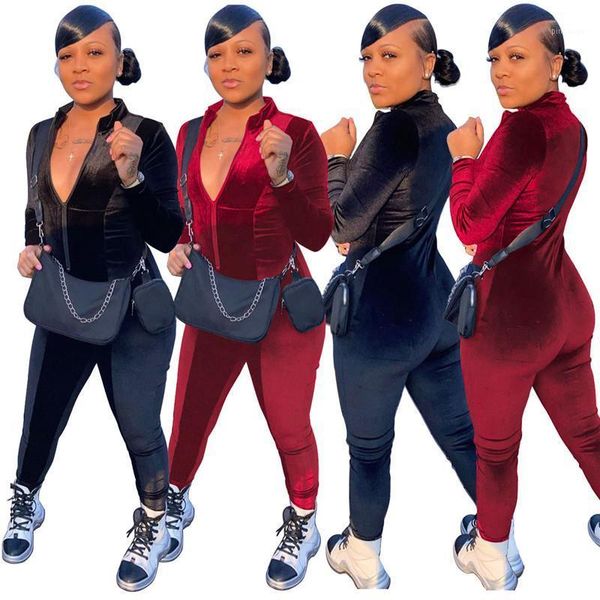 

women's stitching jumpsuit solid color long sleeves fashion deep v-neck jumpsuit autumn and winter wholesale dropshpping1, Black;white