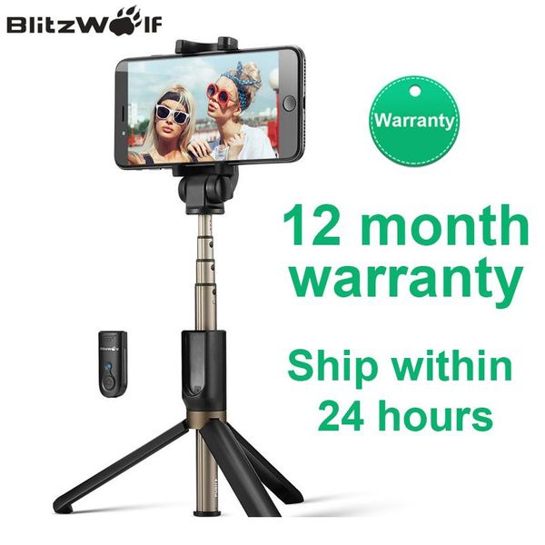 

blitzwolf bs3 беспроводная bluetooth selfie stick mini tripod расширяющийся складной монопод для iphone для samsung xiaomi huaw wmtiza, Golden
