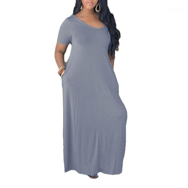 

v-neck long dress loose lounge wear solid color dresses women's clothing summer fashion streetwear clothes1, White;black