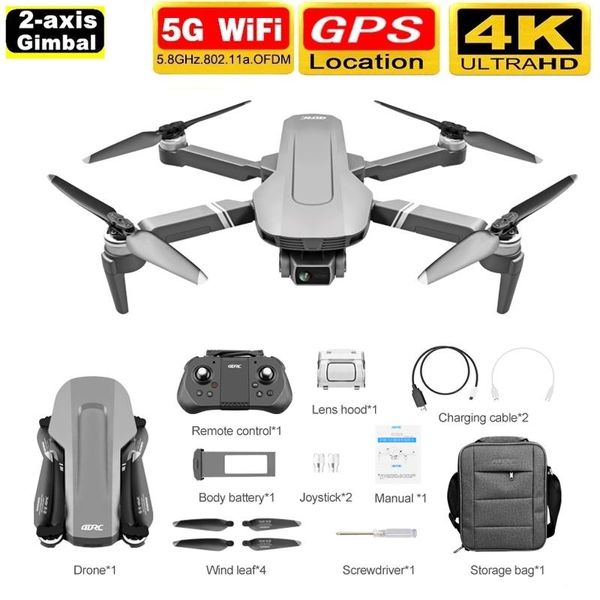 

drones f4 gps rc drone 5g wifi 2km fpv with 4k hd camera 2-axis gimbal optical flow positioning brushless foldable quadcopter