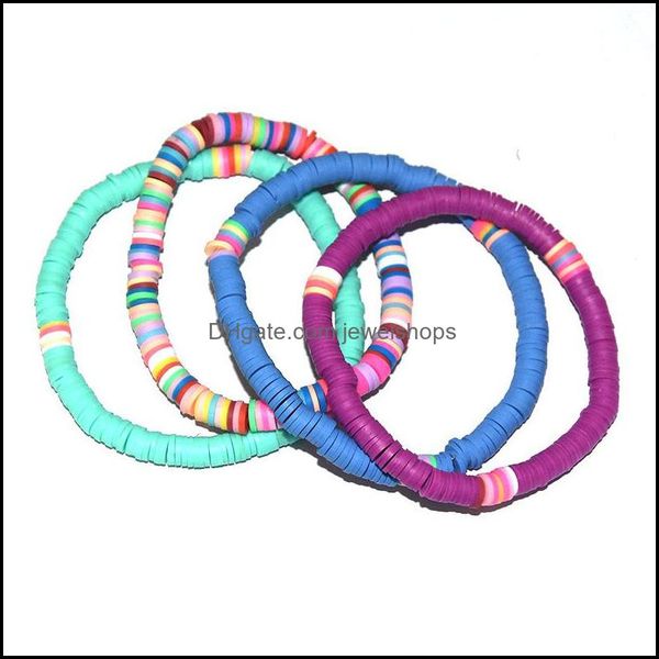 

charm bracelets jewelry colorf boho polymer clay bracelet bohemian rainbow heishi beads stretch for ladies drop delivery 2021 5awdo, Golden;silver