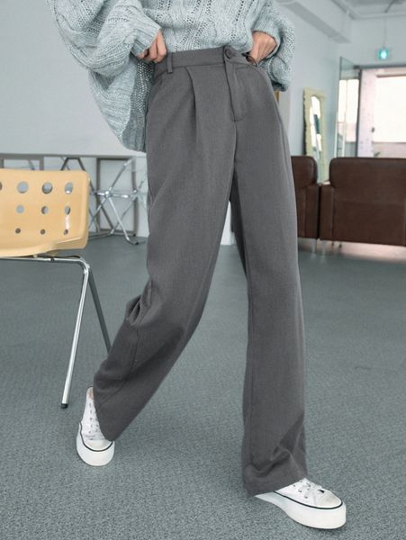 

dazy high waist straight leg pants 93nh#, Black;white