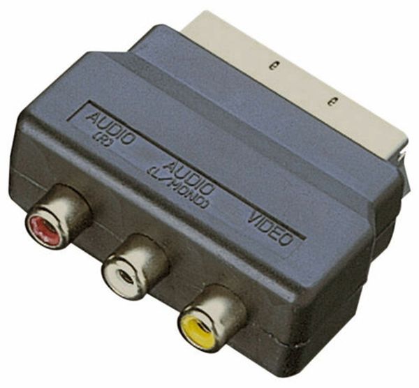 

rgb scart plug male to 3 rca female a/v adaptor converter for tv dvd vcrs