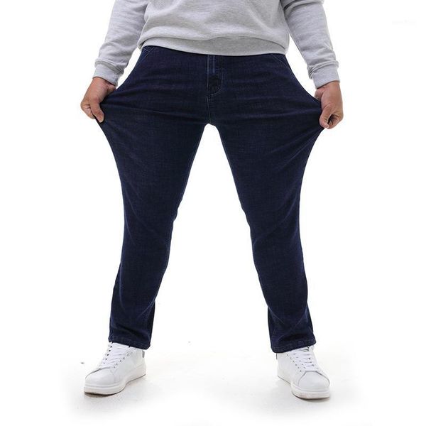 

spring autumn men jeans loose straight washed denim comfortable male casual solid pants1, Blue