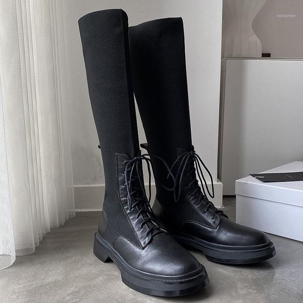 

sklfgxzy new winter knee-high boots genuine leather women boots stretch fashion cowhide female warm women shoes1, Black
