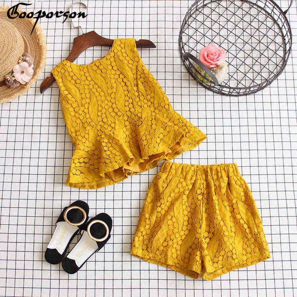 Gooporson crianças roupas verão toddler flor escavar topshorts meninas meninas conjunto conjunto coreano moda crianças outfits g220310