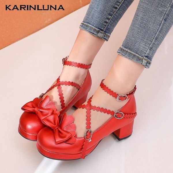 

dress shoes karin square heels wholesale plus size 48 sweet lolita bow tie platform girls pumps women1, Black