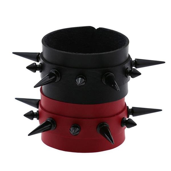 

women men bracelet fashion metal spikes rivet stud wide cuff leather punk gothic rock bangle bracelet men qyldzj, White