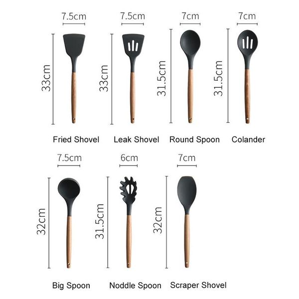 

деревянная ручка sile spatula термостойкий суп ложка без палки кулинария лопата кухонная кухня посуда 8 стилей h wmthit