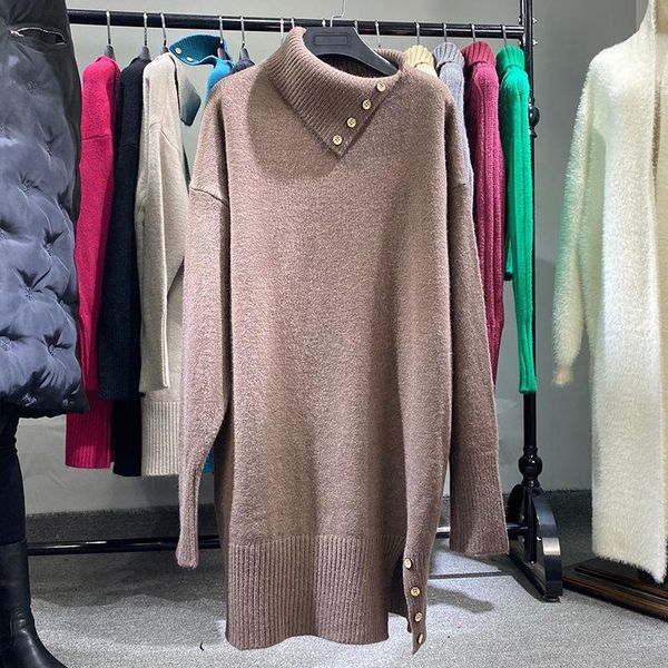

ladies loose comfortable spring 2021 new sweater trendy knitwear warm jumpers dress 8626, White;black
