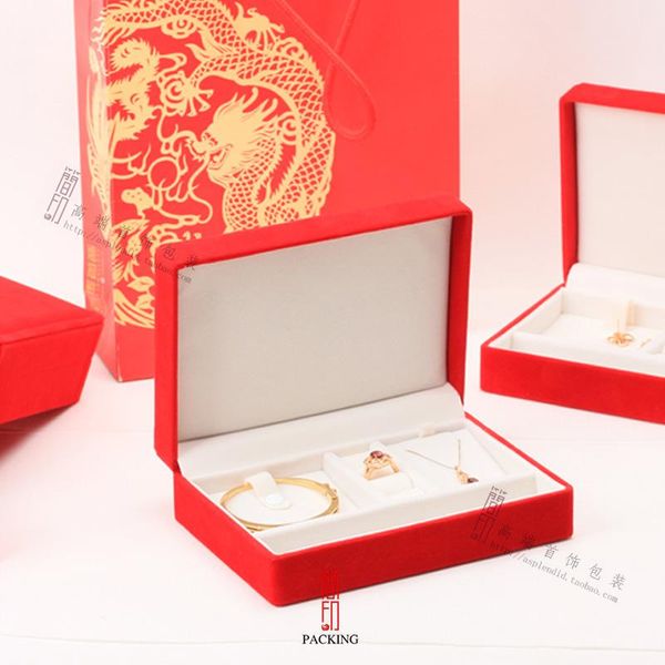 

fashion quality velvet jewelry sets display box red jewellery set box the gift for wedding or birthday, Pink;blue