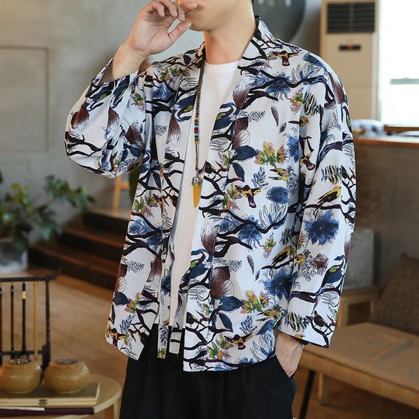 

2021 new beach floral for man autumn spring men's shirt long sleeves oversized 5xl 07ca, White;black