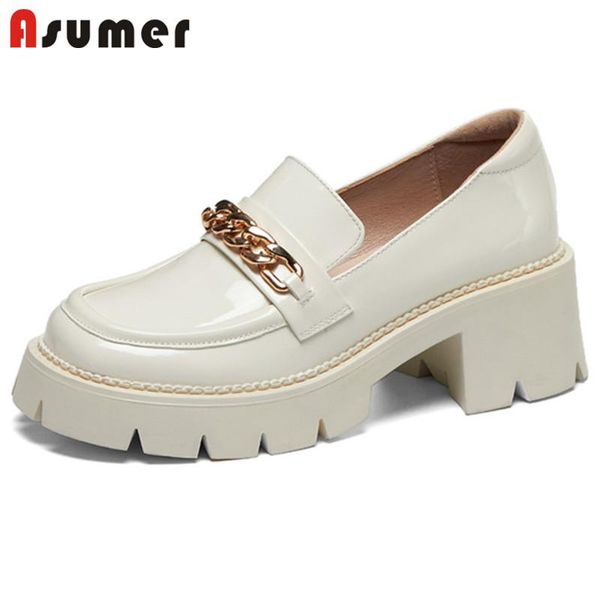 

asumer patent leather women pumps china slip on spring summer thick bottom casual shoes fashion platform shoes woman, Black