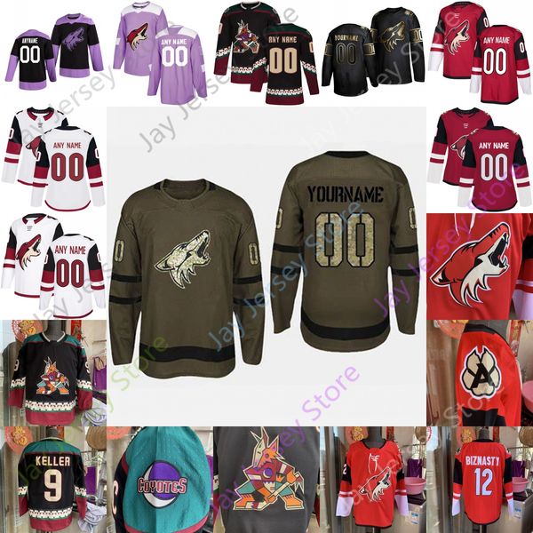 

arizona coyotes ice hockey jersey niklas hjalmarsson conor garland brayden burke drake caggiula kyle capobianco chaput chychrun crouse, Black;red