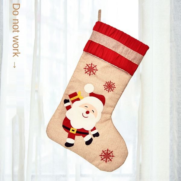 

fxjhm 2020 supplies bag new christmas gift christmas socks gift bag snowman deer snowflake linen decorative socks for the elderly k82sj
