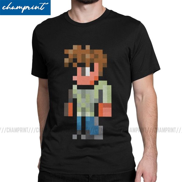 

террарии руководство 8 bit мужчины футболка новизна тройники с коротким рукавом crewneck футболка летняя одежда спортивная с капюшоном толст