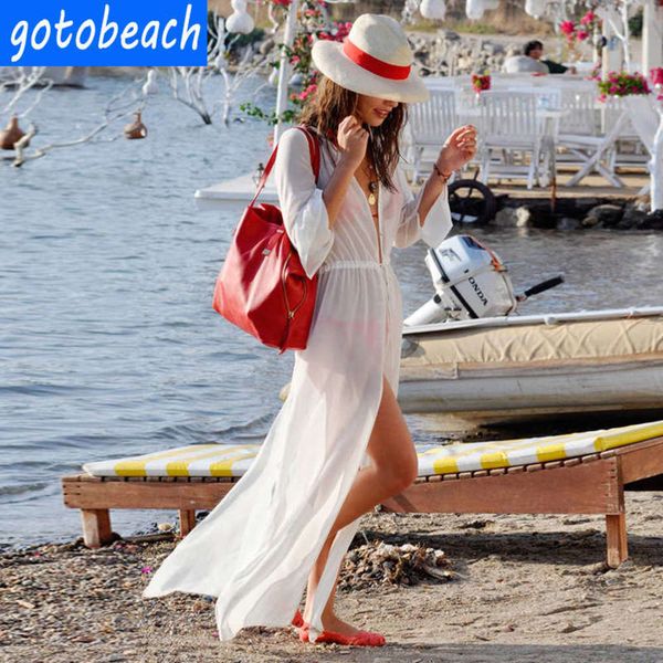 

wind 3 4 chiffon sleeve cardigan seaside holiday elegant beach skirt swimsuit jacket woman, Black;gray