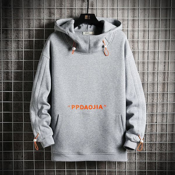 

2021 new korean hooded hoodie 2021 new casual arrival trend goal male hiking hoodies streetwear hip-hop pullover vizf, Black