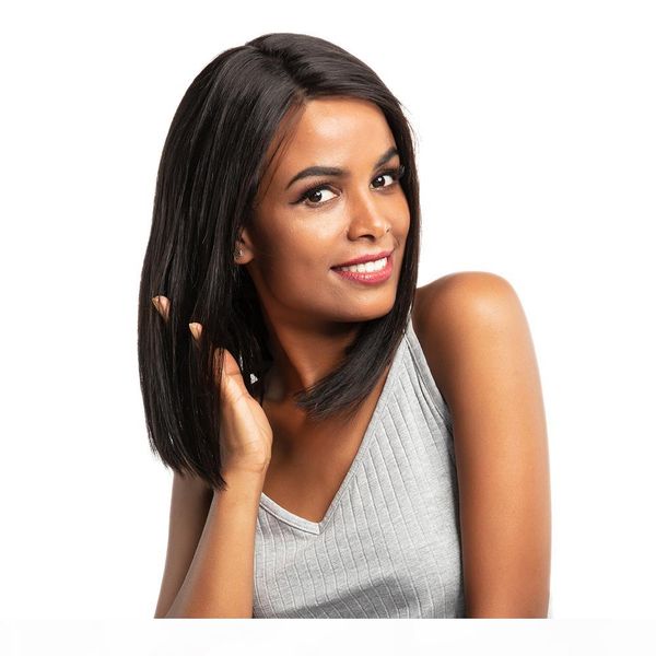 

whloesale lace front wigs natural color silky straight full lace human hair wigs short human hair wig shopping, Black;brown