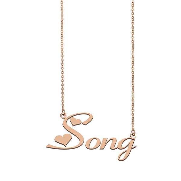 

song name necklace custom nameplate pendant for women girls birthday gift kids friends jewelry 18k gold plated stainless steel, Silver